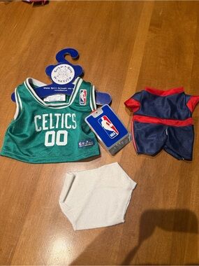 Build-A-Bear Green Celtics Jersey Top with Navy & Red Buddy Outfit